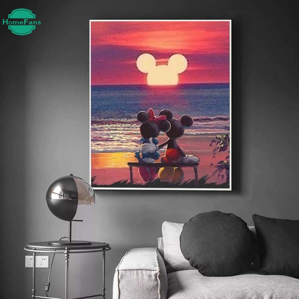 Bộ tranh đính đá 5D họa tiết bãi biển lãng mạn độc đáo DIY 30x40cm