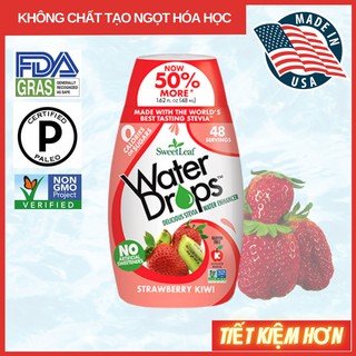 Đường ăn kiêng cỏ ngọt Stevia điều vị hương dâu kiwi 48ml - Sweetleaf Waterdrops Tự Nhiên - 0 Calories - xuất xứ Mỹ