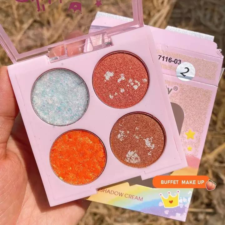 Nhủ Mắt Kim Tuyến 4 Ô Màu Tạo Điểm Nhấn Kiss Beauty Glitter Eyeshadow No.87116