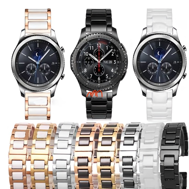 [Mã 33ELSALE hoàn 7% đơn 300K] Dây Ceramic viền thép Samsung Gear S3