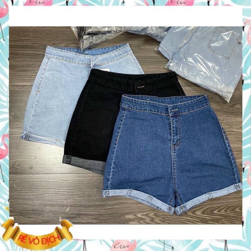 Quần sooc jeans trơn gập gấu nhiều màu cạp cao siêu đẹp hothit