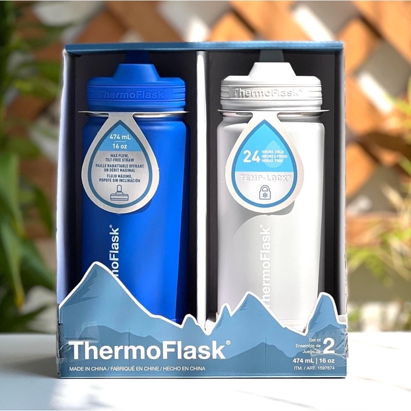 Bình nước giữ nhiệt cao cấp bằng thép không gỉ ThermoFlask 474ml 🇺🇸