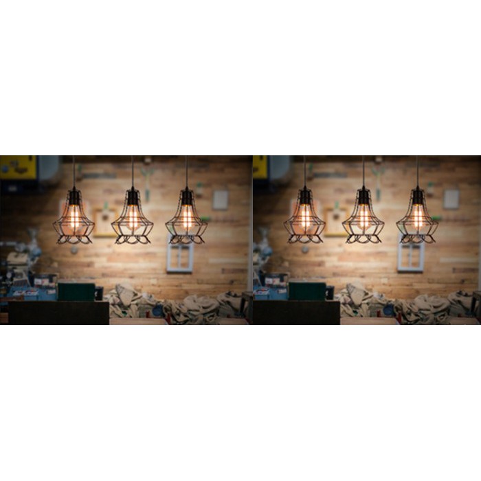 Đèn thả khung sắt nghệ thuật, đèn thả bàn ăn TSIB (gồm bóng)