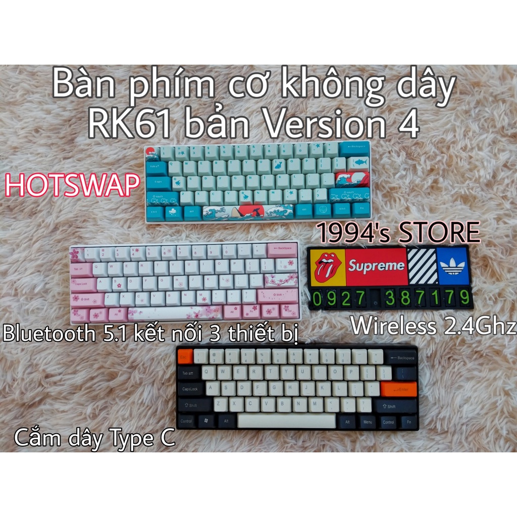 Bàn Phím Cơ RK61 Version 4.0 Bản Limited HOTSWAP - Cáp Type C - Bluetooth 5.1 - Wireless 2.4G - Phần mềm Custom Led RGB