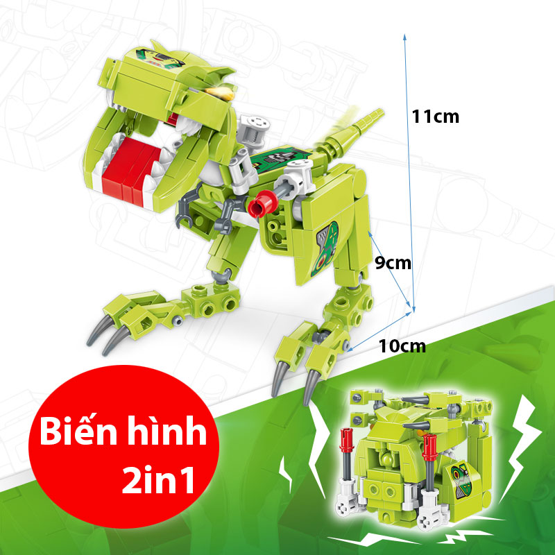 Đồ chơi lắp ghép kiểu Lego Mô hình Biệt đội khủng long chất liệu nhựa ABS