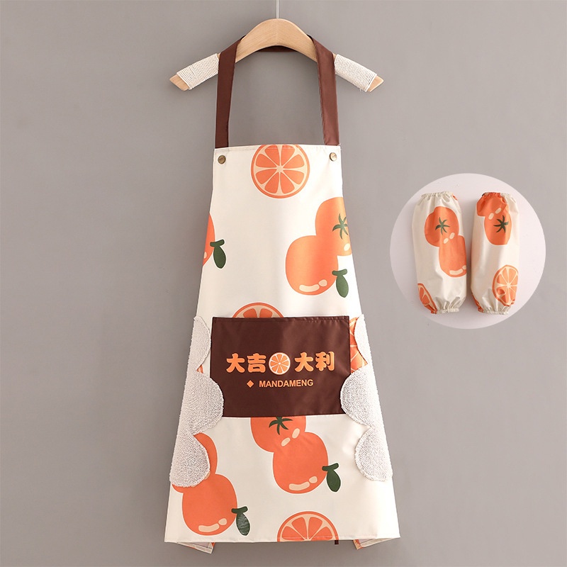 GG Tạp Dề Chống Thấm Nước Họa Tiết Quả Cam Quả Hồng Xinh Xắn - Dumi Shop