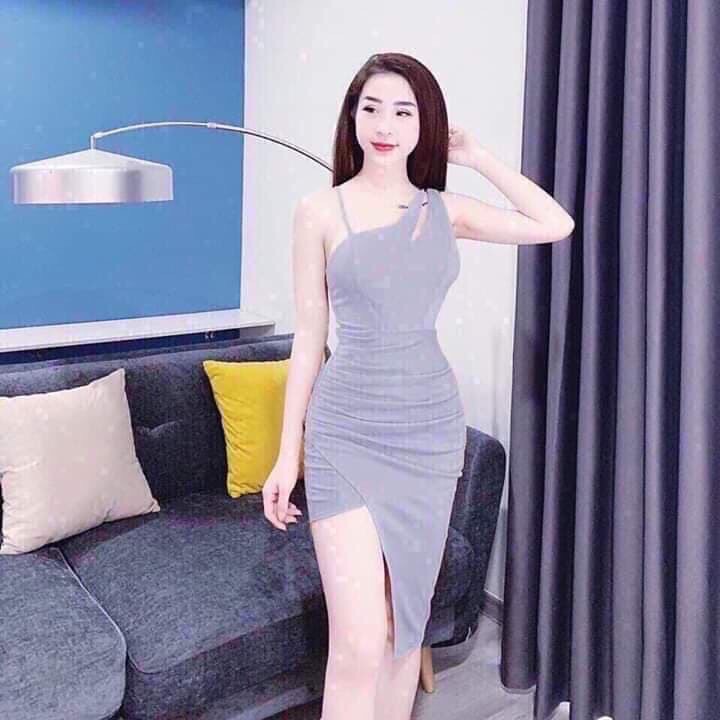 Đầm body 2 dây khoét  1 bên vai cực sexy