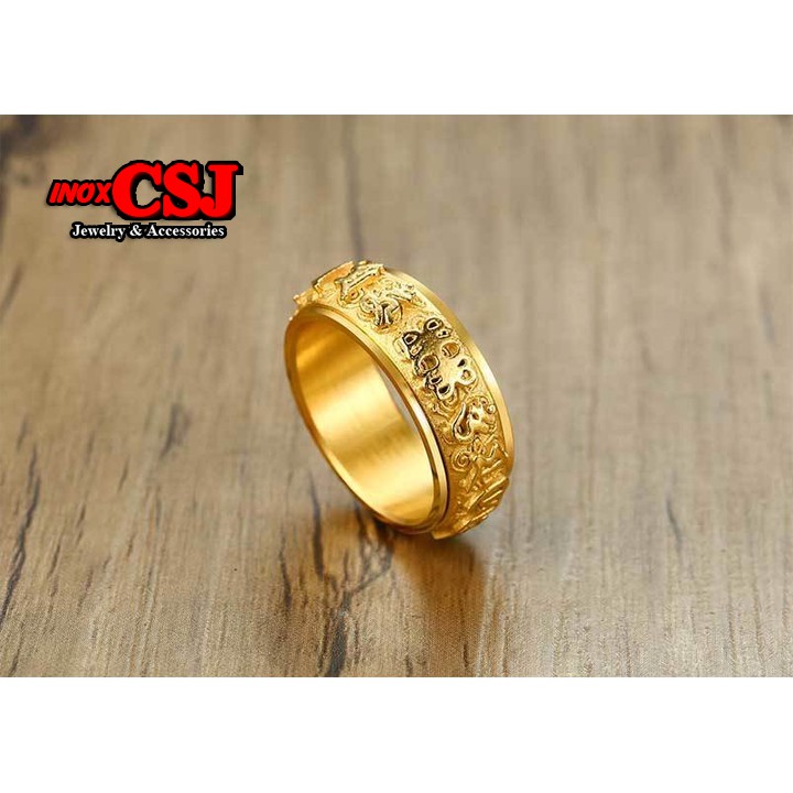 Nhẫn titan câu chú Om Mani Padme Hum N623