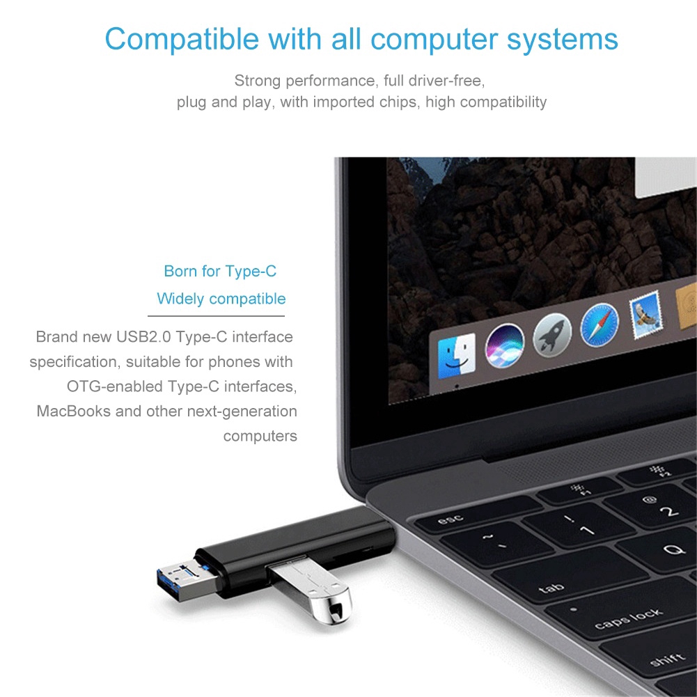 USB 3.0 loại C đọc thẻ nhớ SD TF 5 trong 1