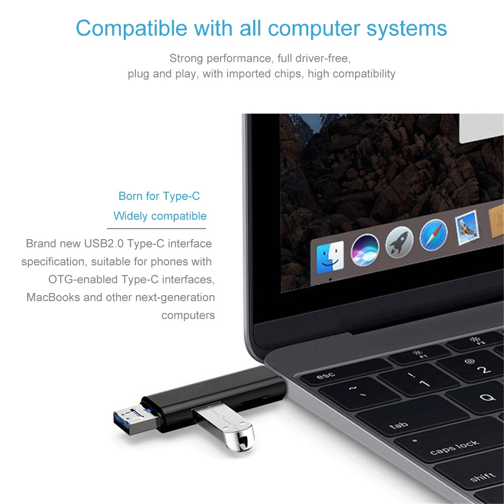 Đầu USB 5 trong 1 3.0 Type C kiêm thiết bị đọc thẻ nhớ SD TF | BigBuy360 - bigbuy360.vn