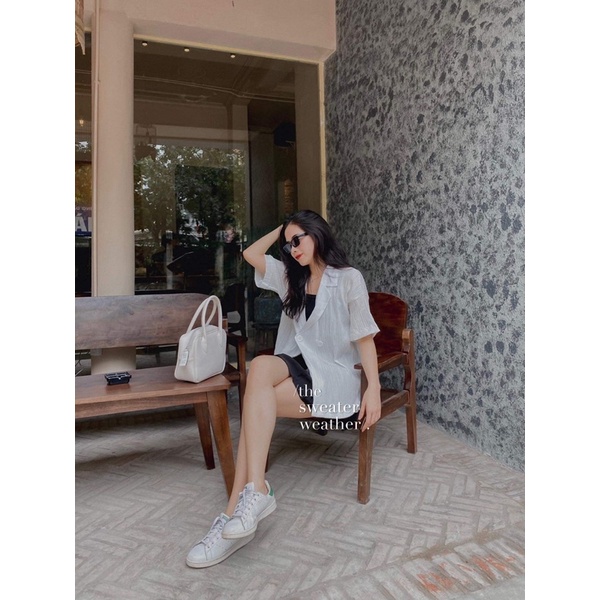 [Mã SKAMCLU7 giảm 10% tối đa 50K đơn 0Đ] Áo khoác cổ vest chất nhăn mỏng mềm mặc hè 2 cúc ( Ảnh thật ) | BigBuy360 - bigbuy360.vn