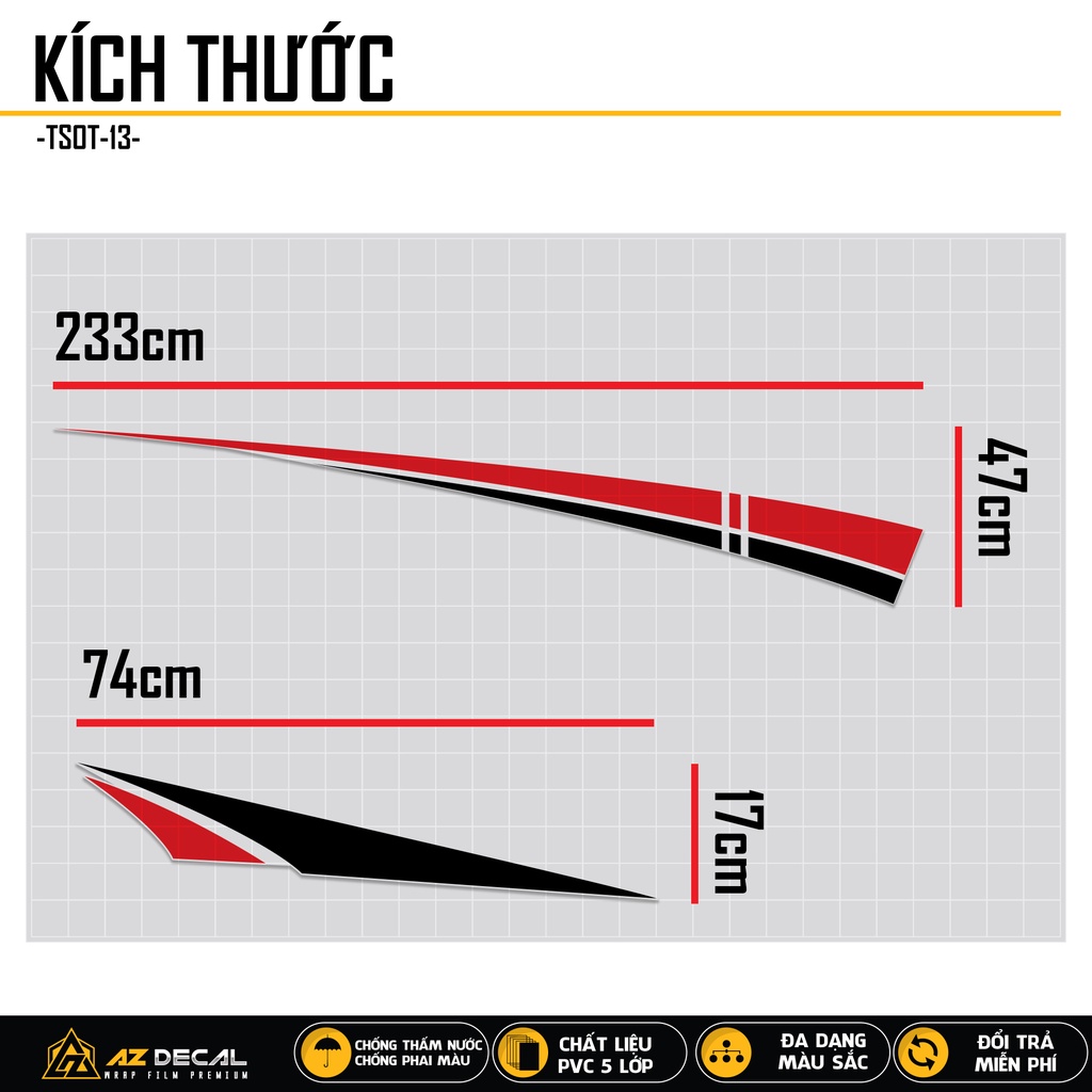Tem Sườn Xe Ô Tô Thiết Kế Năng Động | TSOT-13 | Decal Dán Xe Hơi Oto Đẹp Nhất Năm Nay