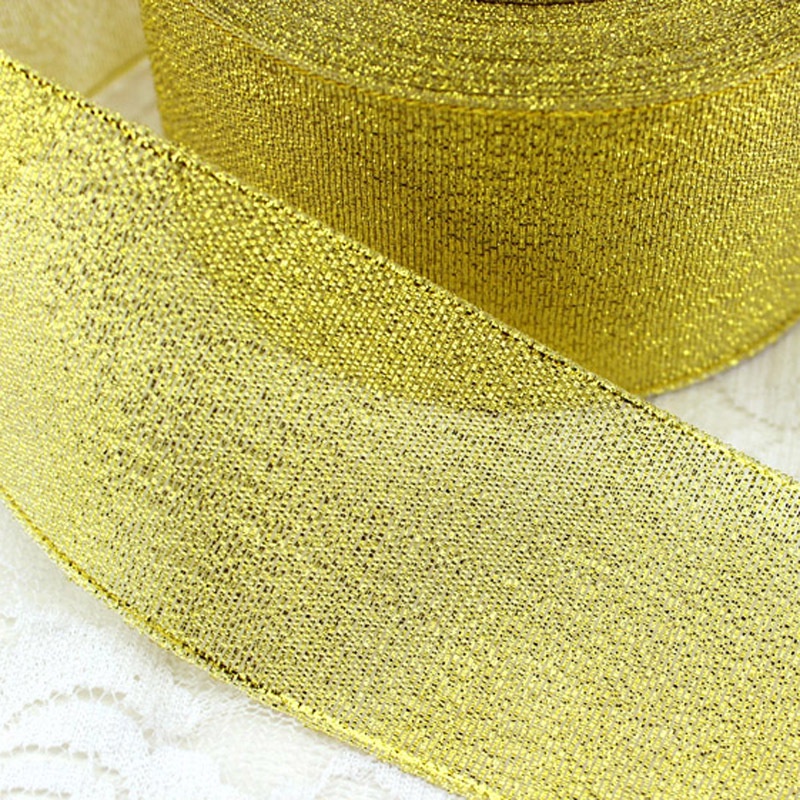 Cuộn dây ruy băng màu vàng/bạc dài 25 yards dài 50mm dùng trang trí giáng sinh