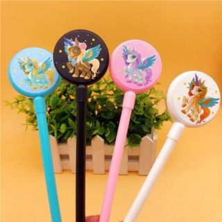 Bút gel nước cute Ngựa thần dễ thương có hạt tròn lục lạc