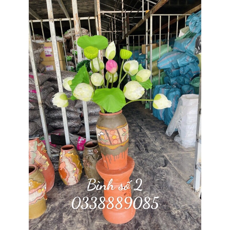 combo lọ và hoa sen giả bách diệp trang trí phòng khách, chụp ảnh,siêu đẹp và sẵn kho