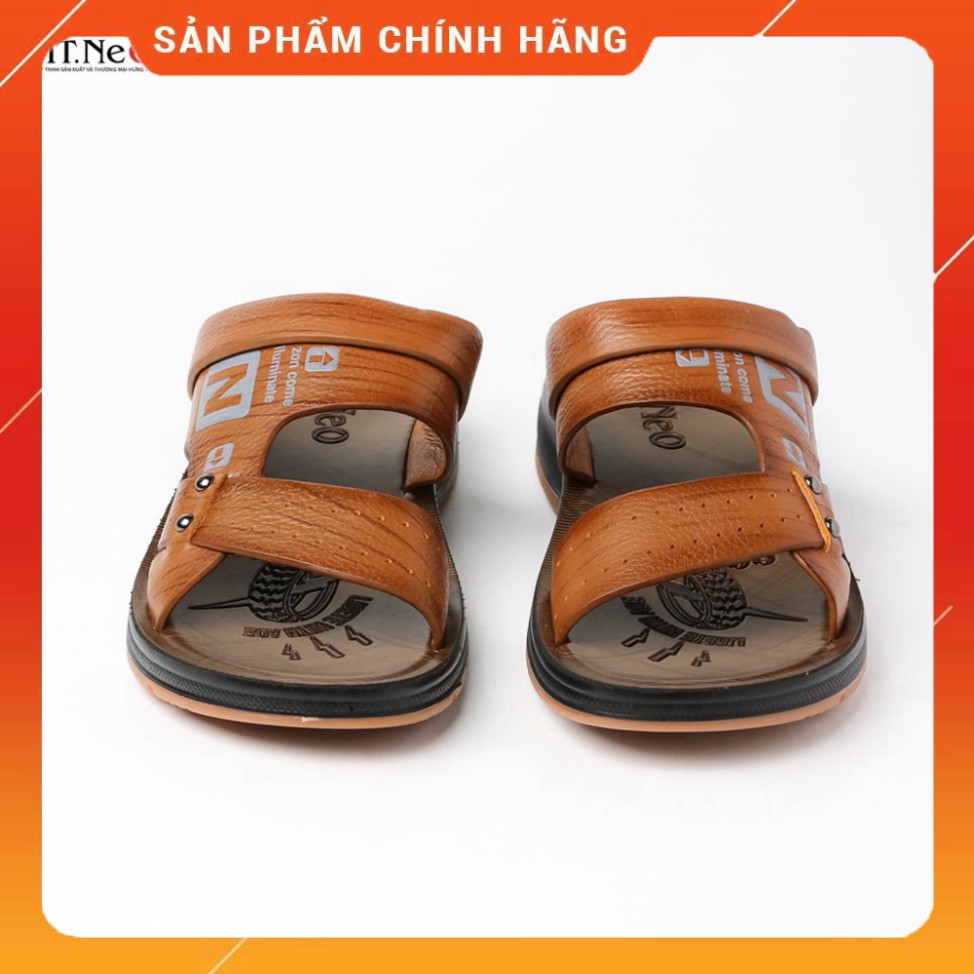 Sandal nam- dép nam cao cấp HT.NEO da bò nguyên miếng mềm, bóng đẹp, đường keo đế chắc chắn đế kếp 3.5 cm (SD89-NS)