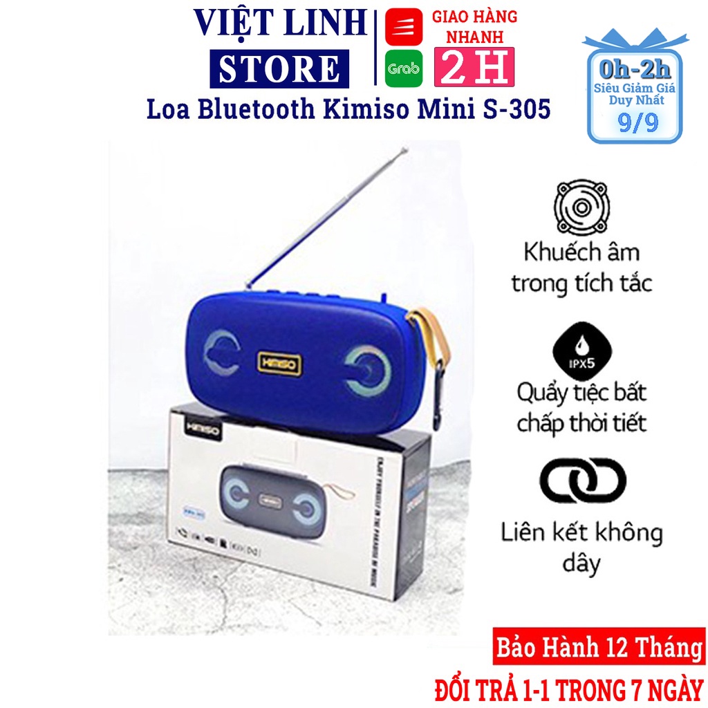 Loa Bluetooth mini Kimiso - có bảo hành - âm trong, không ồn KM-S305 bass êm - Việt Linh Store