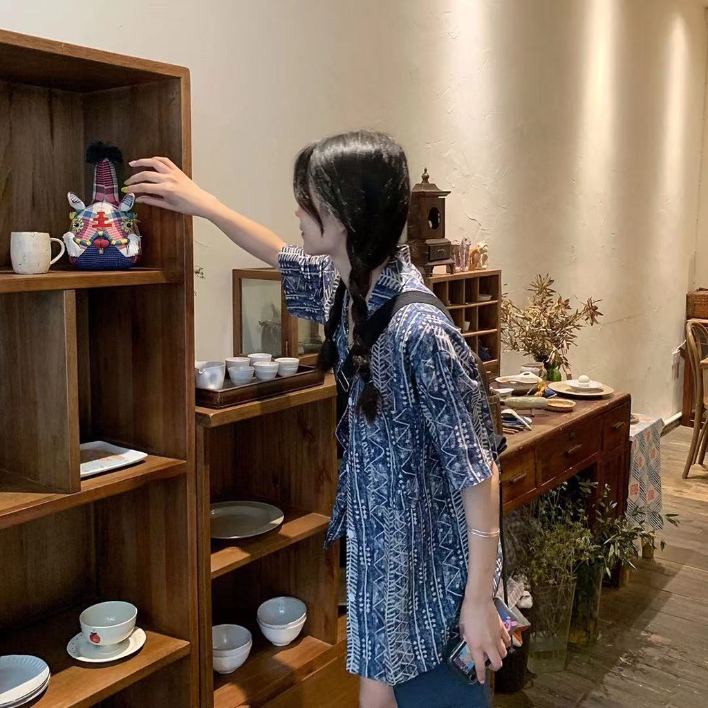 Áo Sơ Mi Tay Ngắn Dáng Rộng Phong Cách Hong Kong Cổ Điển Thời Trang Mùa Hè Hàng Mới Dành Cho Bạn Nữ