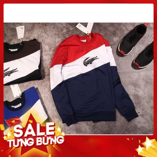 Áo nỉ dài tay nam phối màu xanh dương trắng đen -Hàng nhập khẩu