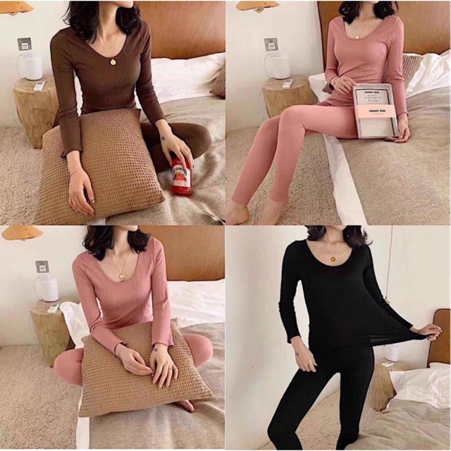 Bộ giữ nhiệt len tăm nữ, siêu đẹp Loại 1