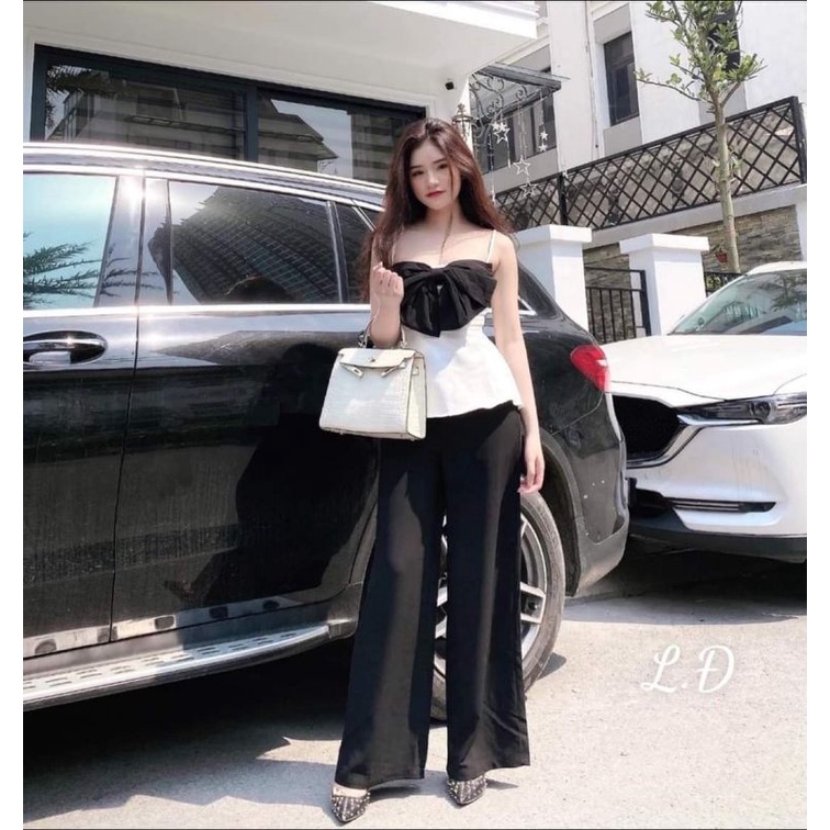 Set quần suông + áo cúp nơ sang chảnh ( có mút )