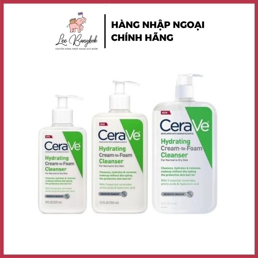 Sữa Rửa Mặt Tẩy Trang Cho Da Thường Và Da Khô CeraVe Hydrating Cream To Foam Cleanser - Chính Hãng