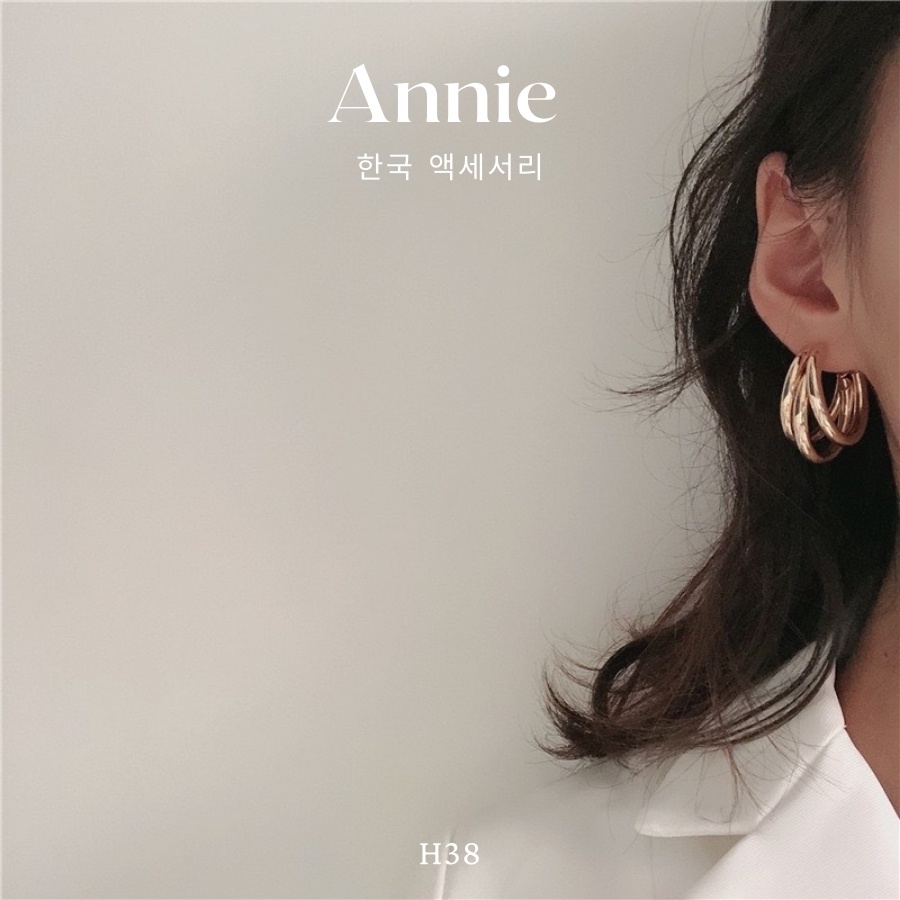 Bông tai tròn kim loại mạ hàn quốc cá tính thời trang ANNIE - H38