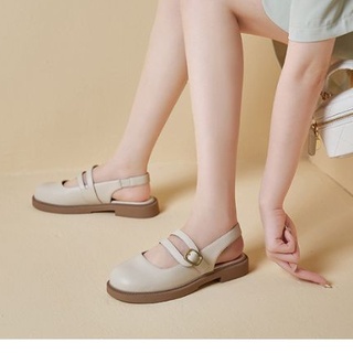 Giày sandal Lolita hở gót có quai hậu LAMLAM3456 đế răng cưa, phong cách cổ điển - dép xinh