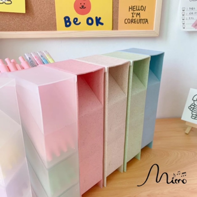 Kệ đựng bút Mimo ống đựng bút 4 ngăn basic BW hộp cắm bút 4 tầng để bàn nhiều ngăn đa năng văn phòng phẩm decor bàn học