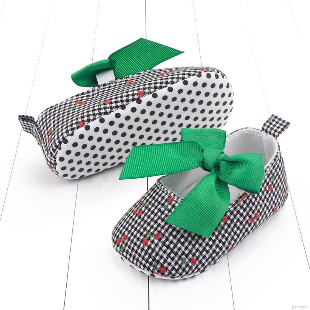 Giày đế mềm chống trượt thoáng khí phối nơ xinh xắn cho bé gái 0-18 tháng tuổi