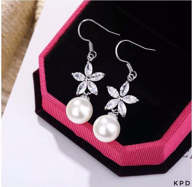 BÔNG TAI HOA TRAI SANG CHẢNH - TRANG SỨC BẠC ĐÁNH BÓNG KĨ