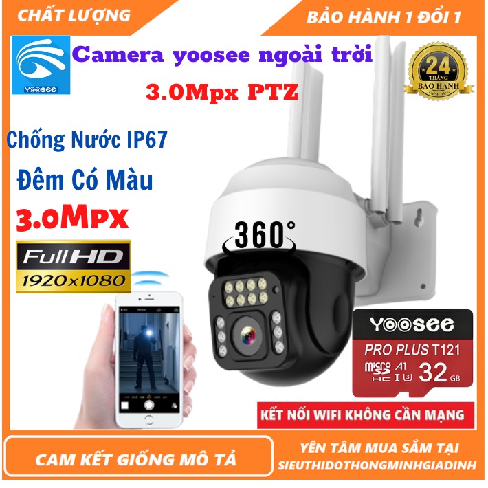 Camera yoosee ngoài trời 3.0 PTZ Mắt Nhện Siêu nét