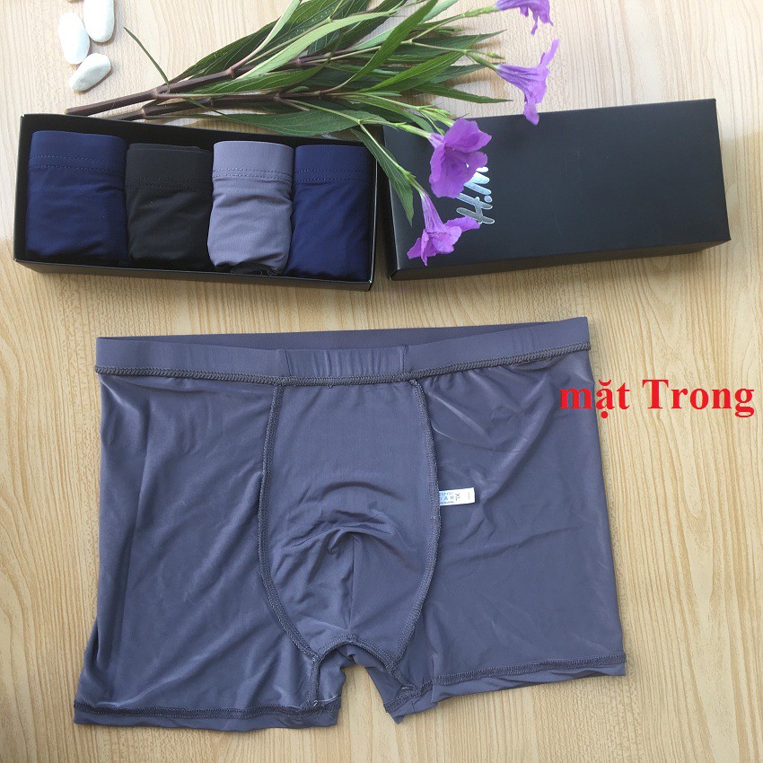 Quần lót nam - DÁNG SỊP ĐÙI BOXER Thun Lạnh [FREESHIP] quần boxer nam HM Cao Cấp Hộp 4 Chiếc