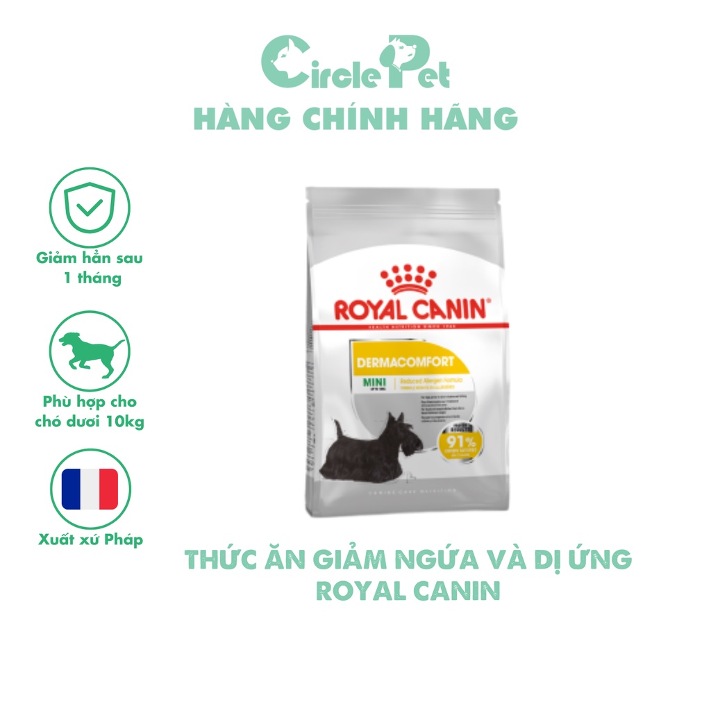 Thức ăn hạt giảm ngứa và dị ứng cho chó dưới 10kg Royal Canin Mini Demacomfort nhiều size - Circle Pet