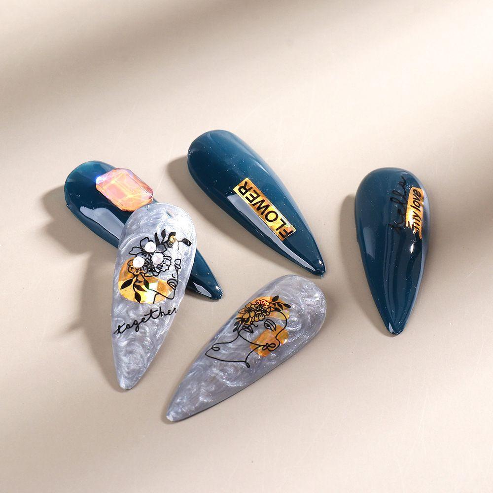 WATTLE Miếng Dán Trang Trí Móng Tay Hình Hoa Lá Màu Vàng Đen Tương Phản