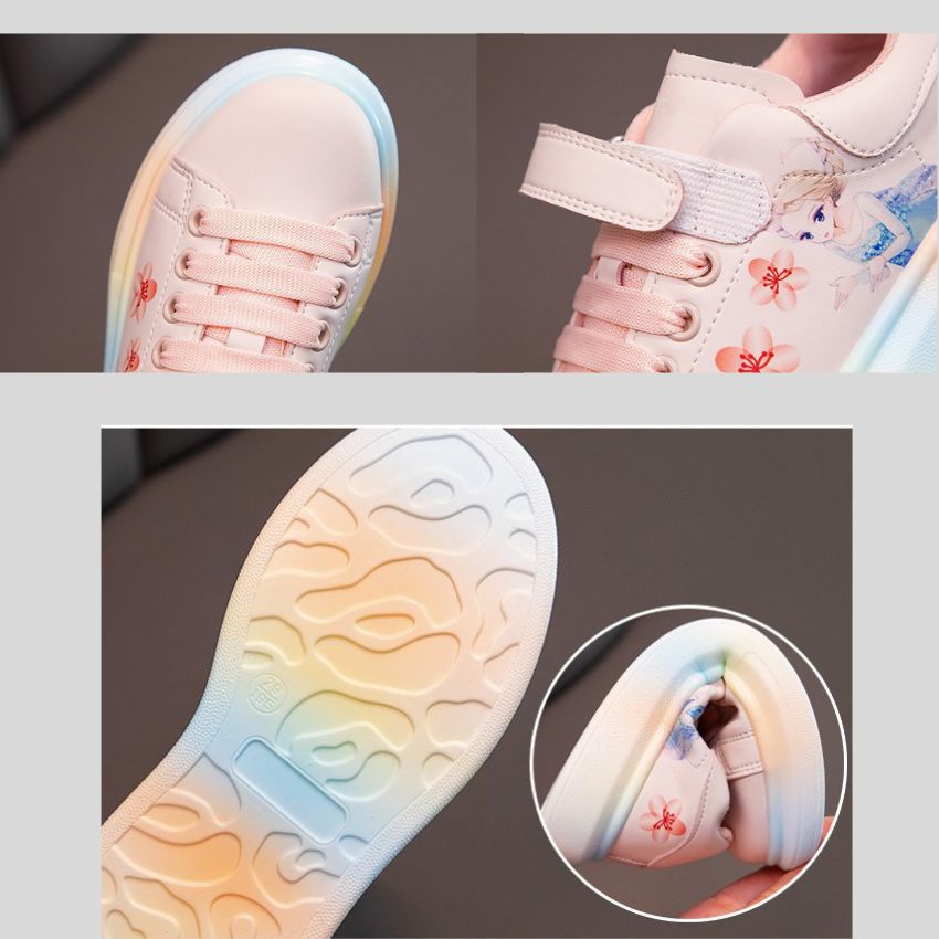 Giày thể thao cho bé gái  từ 6 đến 15 tuổi giày trẻ em da mềm kiểu dáng elsa bé yêu thích GE10