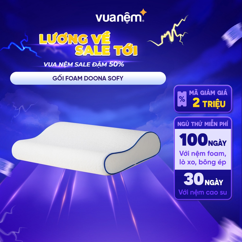 Gối Foam Doona Sofy Contour lượn sóng nâng đỡ cổ gai gáy, hỗ trợ giảm ngủ ngáy phân phối bởi Vua Nệm
