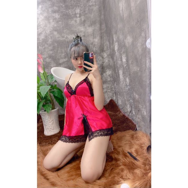Đồ ngủ sexy 🎀FREE SHIP🎀đồ ngủ sexy phi lụa có mút ngực<60kg | BigBuy360 - bigbuy360.vn