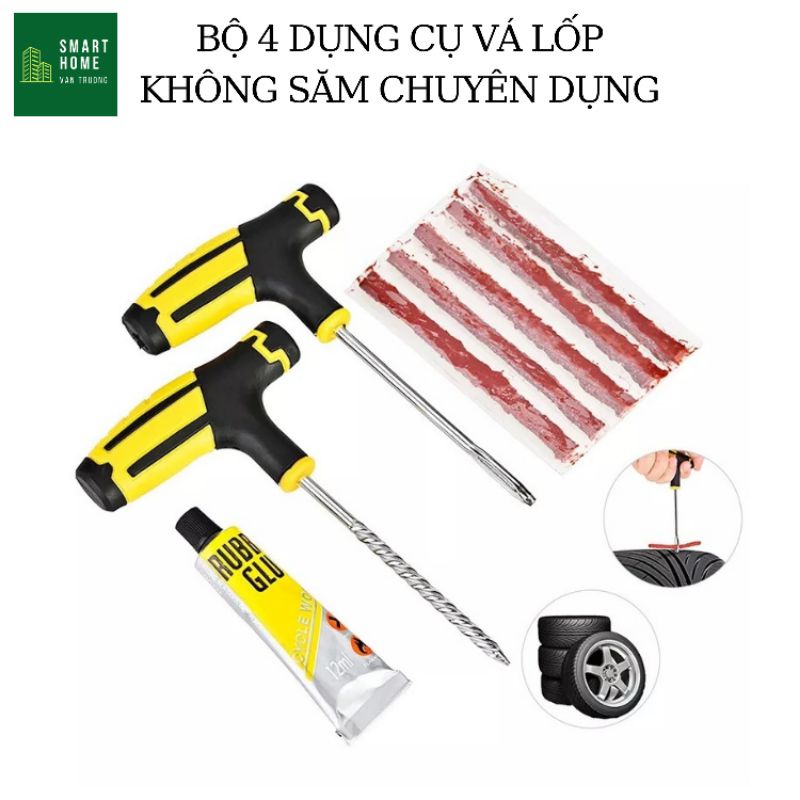 Bộ dụng cụ vá lốp không săm cho xe máy ô tô, cho phượt thủ
