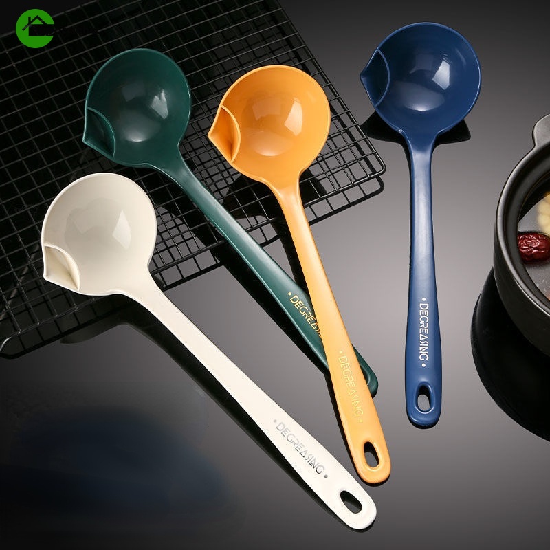 Muỗng Lọc Dầu/ Súp Tay Cầm Dài Bằng Nhựa Cấp Thực Phẩm Cách Nhiệt Cho Nhà Bếp