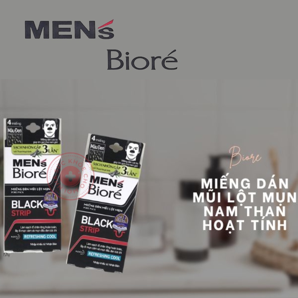 Miếng dán mũi lột mụn Biore dành cho nam đánh bay mụn tức thì sạch nhờn mát lạnh sảng khoái 88441