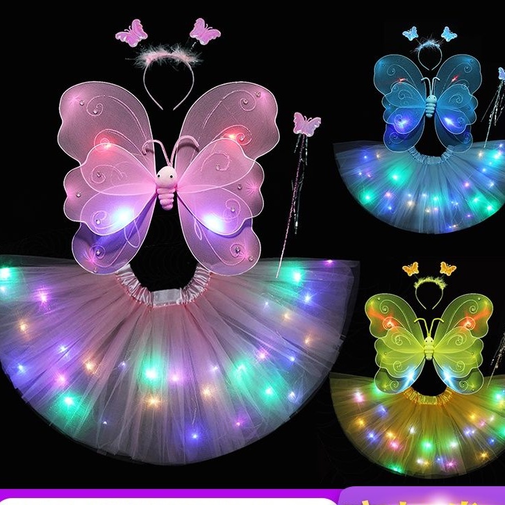Cánh Bướm Phát Sáng Thần Tiên Hóa Trang Công Chúa Cho Bé Gái