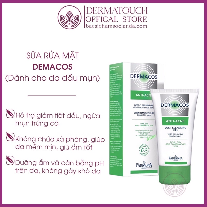 Sữa rửa mặt Dermacos Anti-Acne Deep Cleansing (Hàng nội địa Balan) - Dược mỹ phẩm chính hãng Derma Touch