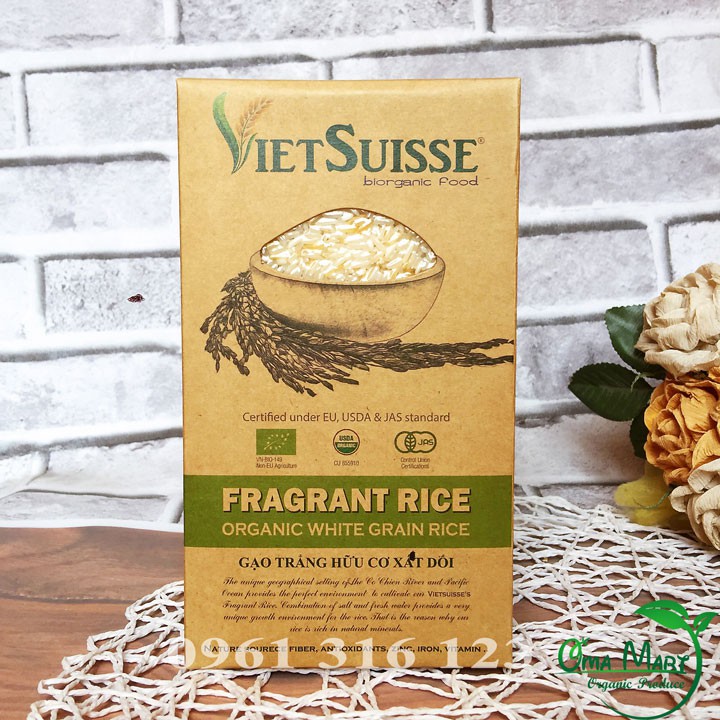 Gạo trắng xát dối hữu cơ VietSuisse 1kg