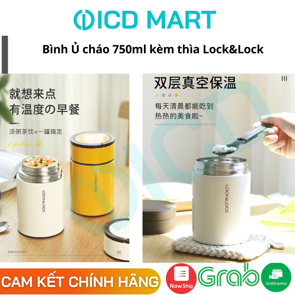 [LOCK&amp;LOCK CHÍNH HÃNG] Bình Ủ Cháo Giữ Nhiệt 750ml Lock&amp;Lock LHC8022, giữ nóng 8 tiếng