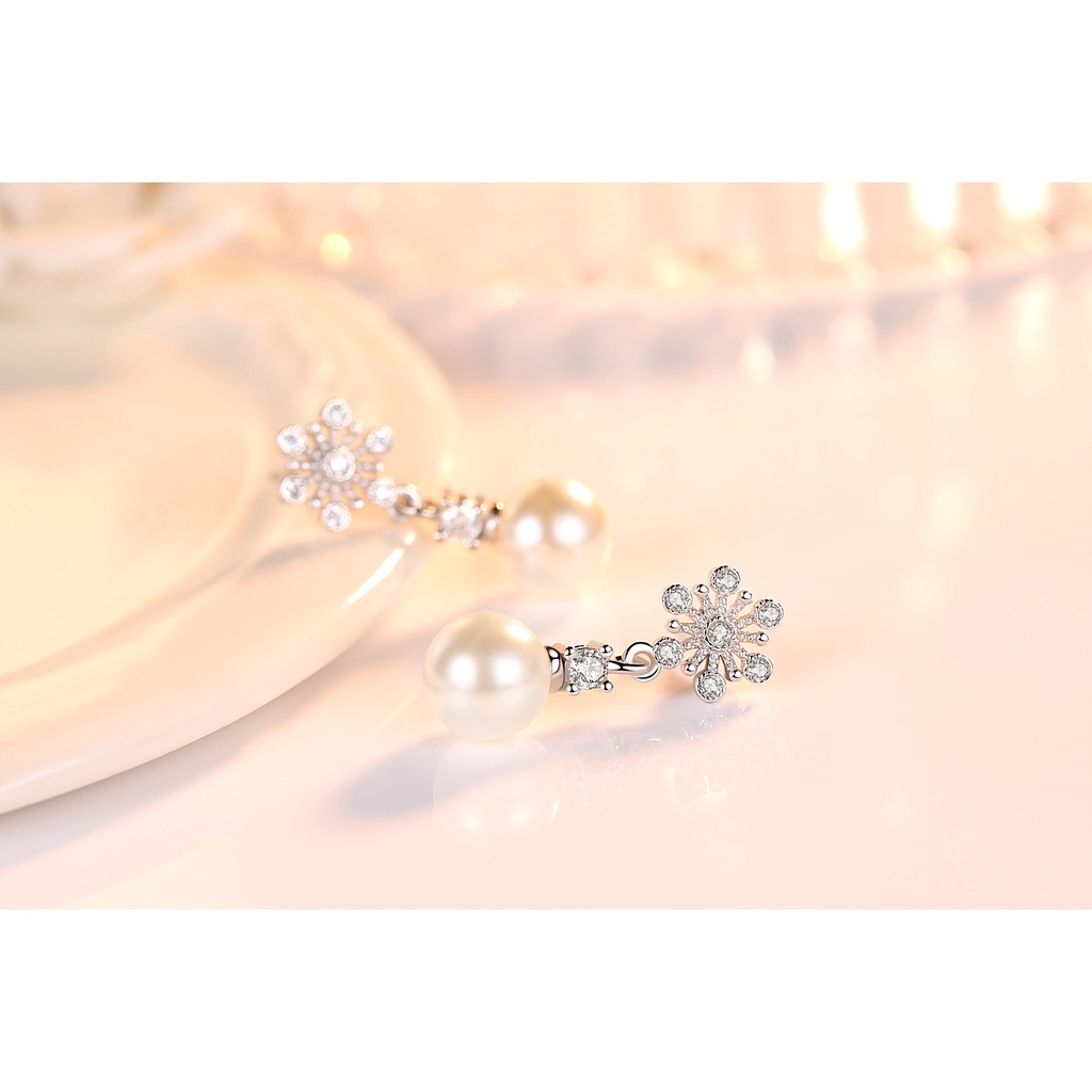 Khuyên Tai Bạc 925 Hình Bông Tuyết Phong Cách Hàn Quốc Dành Cho Nữ-S1