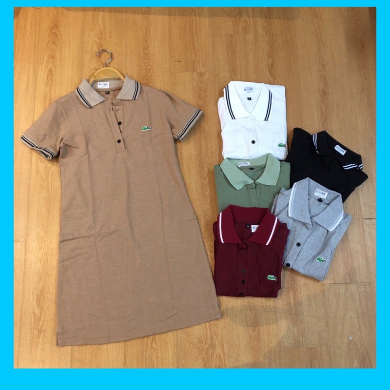 [Chuyên sỉ] Đầm thun cá sấu nữ Lacoste +in nhiều hình nhí VNXK