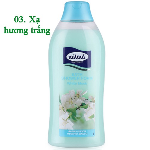 Sữa tắm xạ hương trắng Milmil Bath Shower Foam White Musk Cao cấp Italy 750ml - Hàng chính hãng