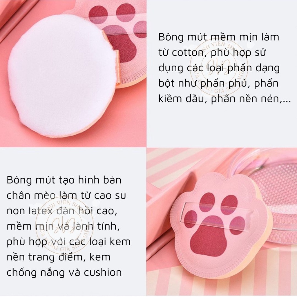 Set mút trang điểm đánh phấn nền, phấn phủ và cushion 4 món Malian chủ đề mùa xuân hồng quà tặng nữ