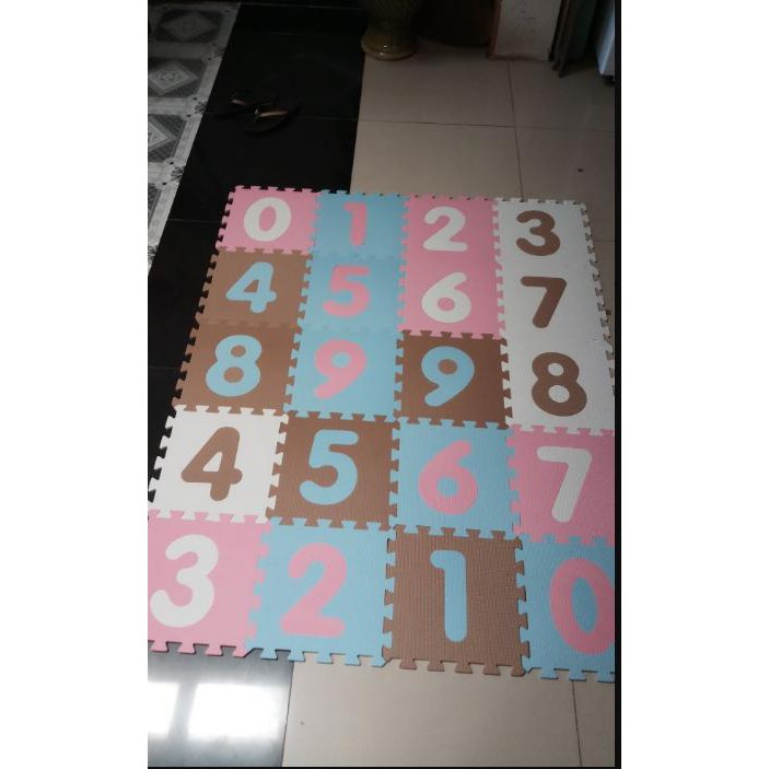 THẢM XỐP CHO BÉ- KHÔNG MÙI- chữ số pastel 10 miếng (0.6mx1.5m) SMILE PUZZLE- TIÊU CHUÂN CHÂU ÂU